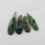 4Pcs Ruby And Zoisite Pendant Beads 37x11x5mm 11g Jewelry Necklace