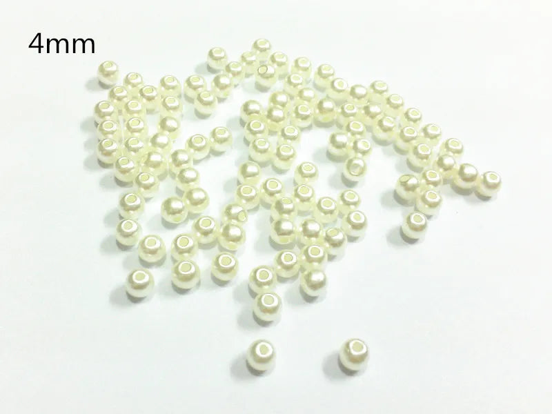 4mm Beige Small Acrylic Pearl Beads Lot
