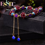 4mm Garnet Bracelet Women's Wine Red Inlaid Amethyst Jewelry Ethnic Retro Charm