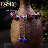 4mm Garnet Bracelet Women's Wine Red Inlaid Amethyst Jewelry Ethnic Retro Charm