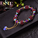 4mm Garnet Bracelet Women's Wine Red Inlaid Amethyst Jewelry Ethnic Retro Charm