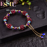 4mm Garnet Bracelet Women's Wine Red Inlaid Amethyst Jewelry Ethnic Retro Charm