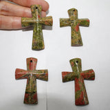 4pcs Agates Natural Stone Cross Pendant for DIY Jewelry