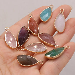 4pcs Natural Stone Gem Amethyst Amazonite Pendant DIY Necklace Earring Bracelet