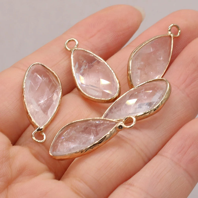 4pcs Natural Stone Gem Amethyst Amazonite Pendant DIY Necklace Earring Bracelet