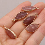 4pcs Natural Stone Gem Amethyst Amazonite Pendant DIY Necklace Earring Bracelet