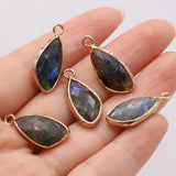 4pcs Natural Stone Gem Amethyst Amazonite Pendant DIY Necklace Earring Bracelet