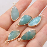 4pcs Natural Stone Gem Amethyst Amazonite Pendant DIY Necklace Earring Bracelet