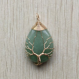 Wire Wrap Green Aventurine Tree of Life Pendant (4pcs)