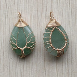 Wire Wrap Green Aventurine Tree of Life Pendant (4pcs)