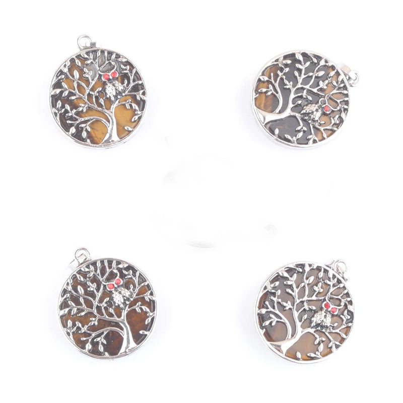Tigers Eye Dangle Pendant Tree of Life Round Beads