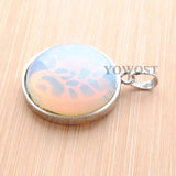 4pcs Natural Stone Opal Dangle Pendants Tree of Life Round Beads