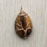 4pcs/lot Tiger Eye Stone Tree of Life Pendants