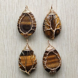 4pcs/lot Tiger Eye Stone Tree of Life Pendants
