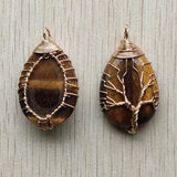 4pcs/lot Tiger Eye Stone Tree of Life Pendants