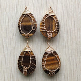 4pcs/lot Tiger Eye Stone Tree of Life Pendants