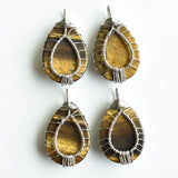 4pcs Wire Wrap Tiger Eye Stone Tree of Life Pendants