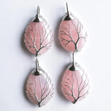 4pcs Wire Wrap Tree of Life Pink Quartz Stone Pendants