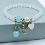 Frosted Crystal Bracelet Cross Heart Pendant Romantic Jewelry