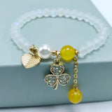 Frosted Crystal Bracelet Cross Heart Pendant Romantic Jewelry