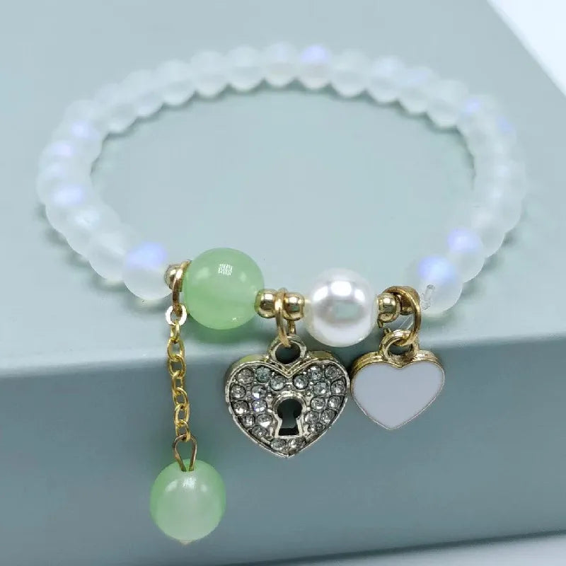 Frosted Crystal Bracelet Cross Heart Pendant Romantic Jewelry