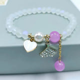 Frosted Crystal Bracelet Cross Heart Pendant Romantic Jewelry