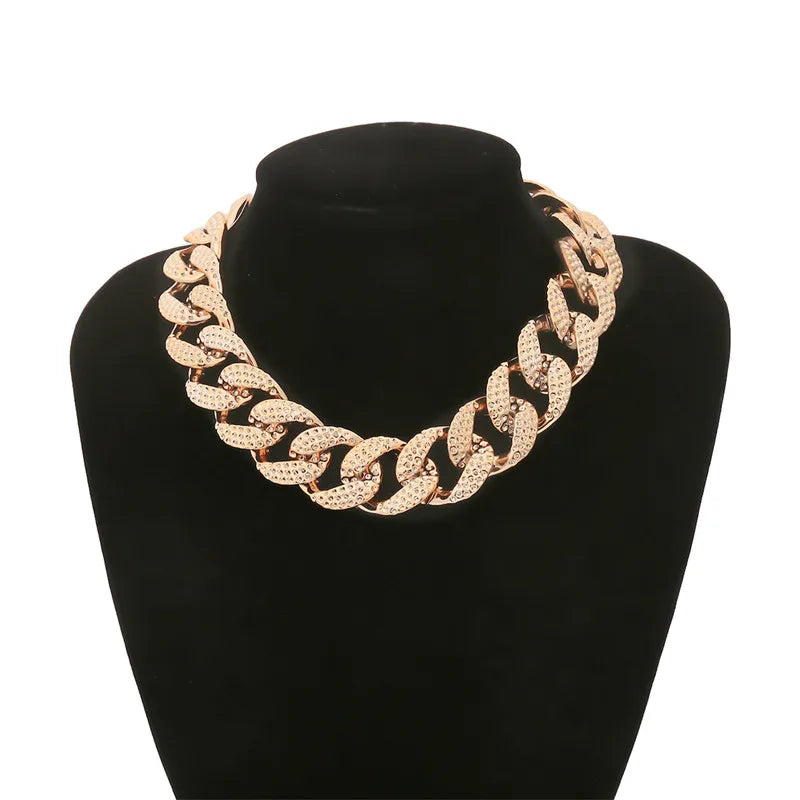 5 Golden Highlights Wide Cable Chain Necklace Alloy Classic Jewelry