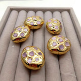 5 PCS Pink Cat Eye Oval Beads Spacer Finding