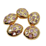 5 PCS Pink Cat Eye Oval Beads Spacer Finding
