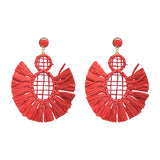5 Pair Raffia Drop Bead Earrings Boho Hippie Jewelry