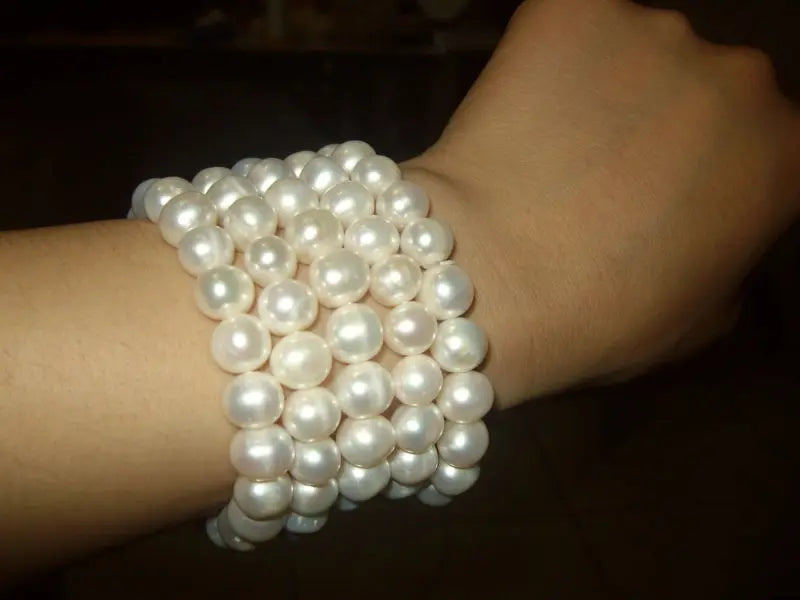 5 Pcs Cultured Pearl Bracelets Stretch 8-9mm