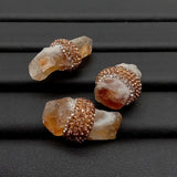5 Pcs Natural Yellow Citrine Rough Golden Crystal Pave Beads