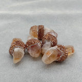 5 Pcs Natural Yellow Citrine Rough Golden Crystal Pave Beads