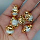 5 pcs Freshwater Keshi Pearl Plated Beads