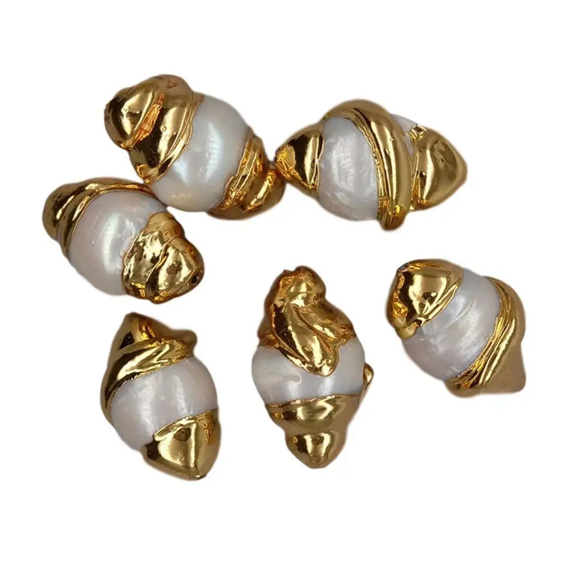 5 pcs Freshwater Keshi Pearl Plated Beads