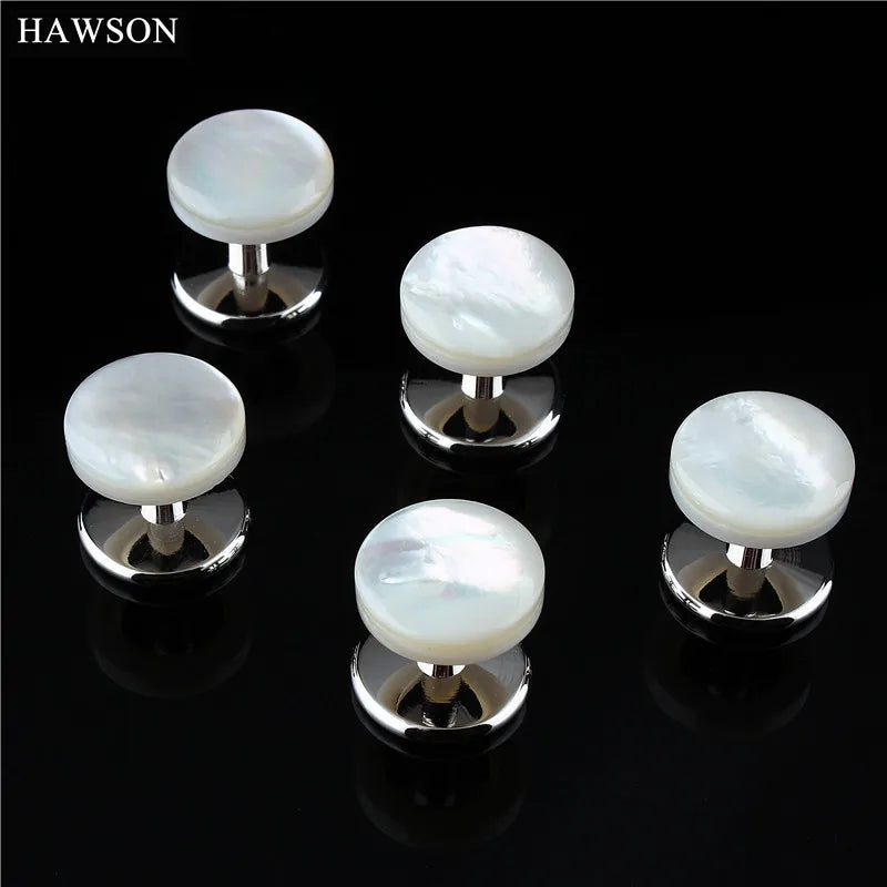 Set of 5 Natural Mother Pearl Tuxedo Shirt Studs