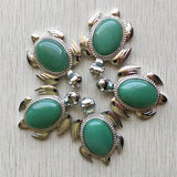 5 Natural Stone Alloy Turtle Shape Pendants for Necklace Making