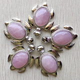 5 Natural Stone Alloy Turtle Shape Pendants for Necklace Making