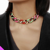 Colorful Short Clavicle Necklace for Girls
