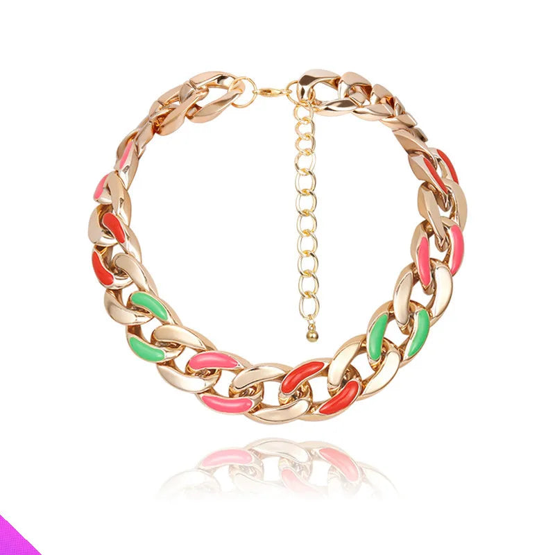 Colorful Short Clavicle Necklace for Girls