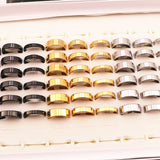 50 Pcs Classic Stainless Steel Band Rings Wedding Three Colors Mirror Polished