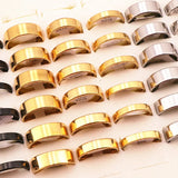50 Pcs Classic Stainless Steel Band Rings Wedding Three Colors Mirror Polished