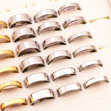 50 Pcs Classic Stainless Steel Band Rings Wedding Three Colors Mirror Polished