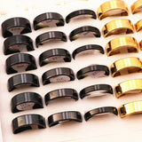 50 Pcs Classic Stainless Steel Band Rings Wedding Three Colors Mirror Polished