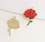 50 Pcs Rose Metal Charm Pendants for Jewelry Making