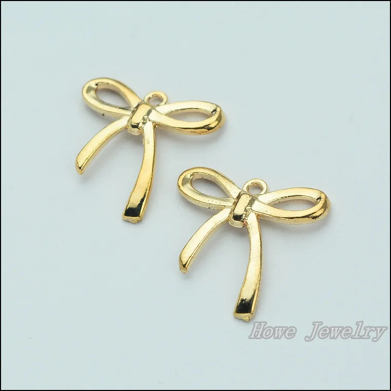 50pcs Alloy KC Bow Pendants for Bracelet Necklace DIY Jewelry Making