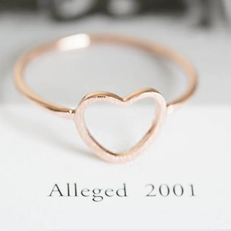 50 pcs/Lot Gold-color Love Heart Midi Rings for Office Lady