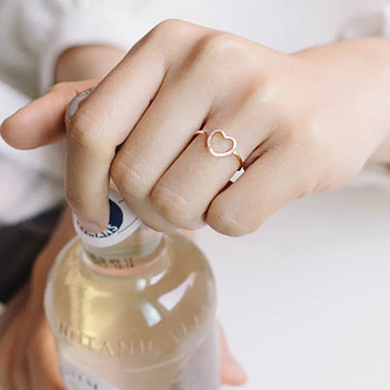 50 pcs/Lot Gold-color Love Heart Midi Rings for Office Lady