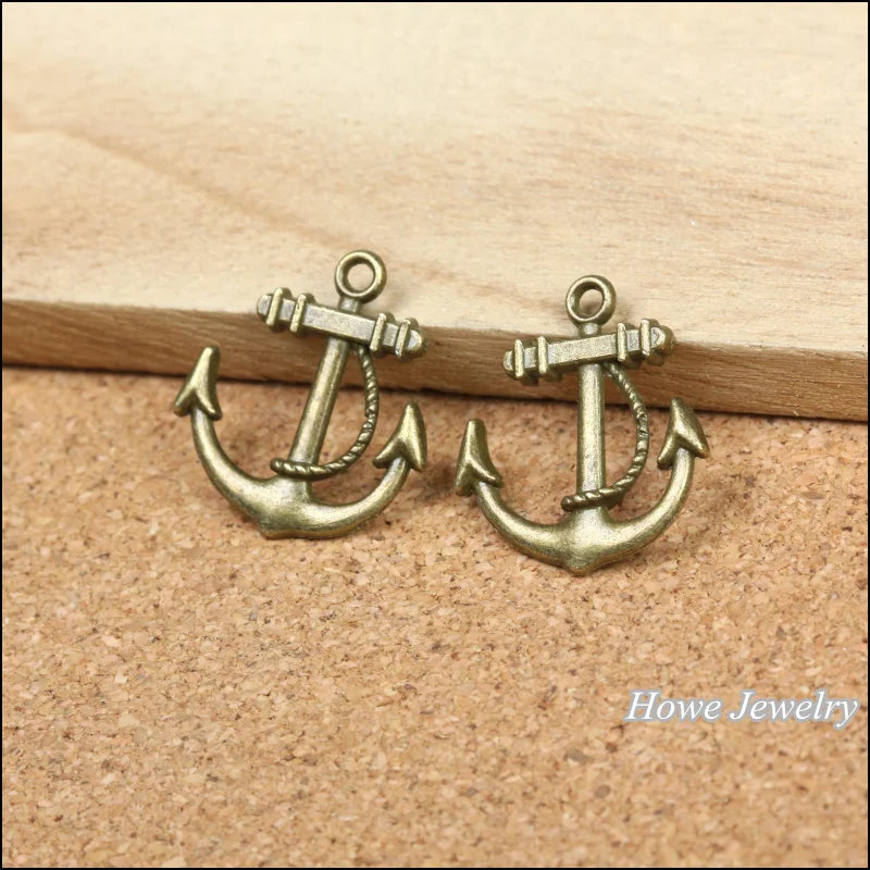50 pcs Vintage Charms Anchors Pendant Antique bronze for Bracelets Necklace DIY
