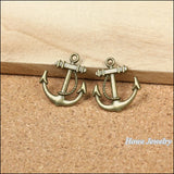 50 pcs Vintage Charms Anchors Pendant Antique bronze for Bracelets Necklace DIY